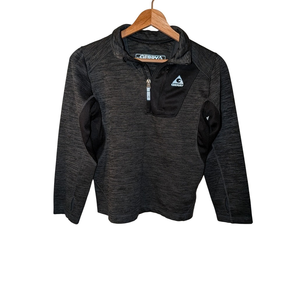 Gerry Boys 1/4 Zip Pullover Fleece Charcoal Grey Space Dye Size M 10/12